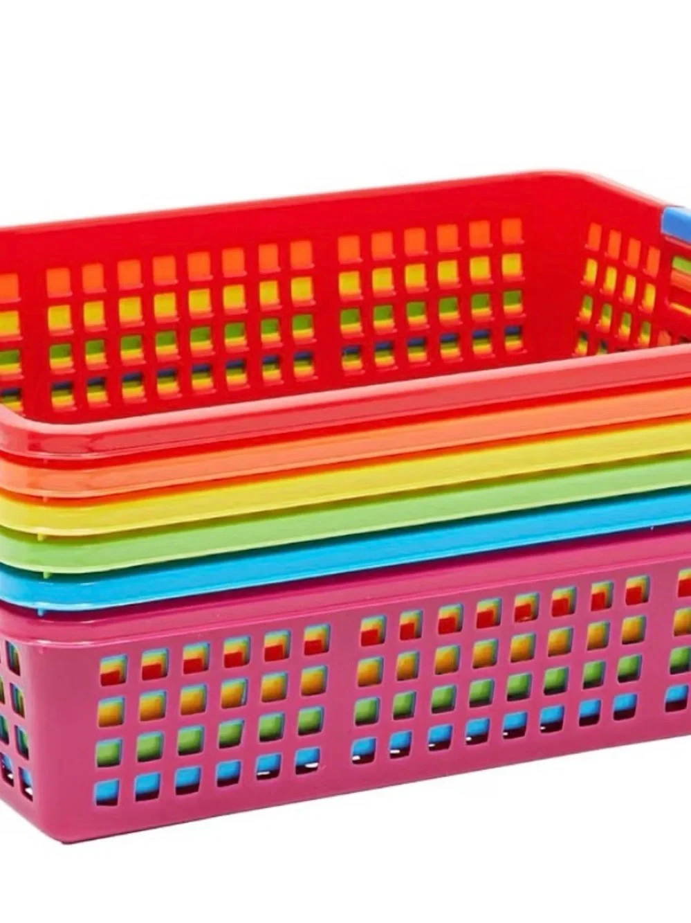 Bright Creations Colorful Plastic Stackable Storage Baskets Set of Six